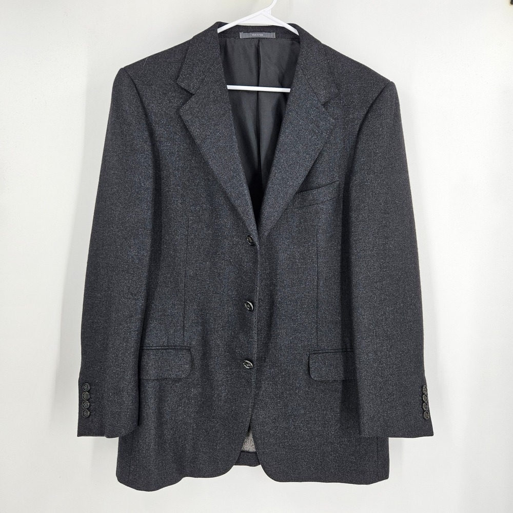 Ermenegildo Zegna Double Blazer Jacket Mens Charcoal Silk Cashmere Blend Size 52